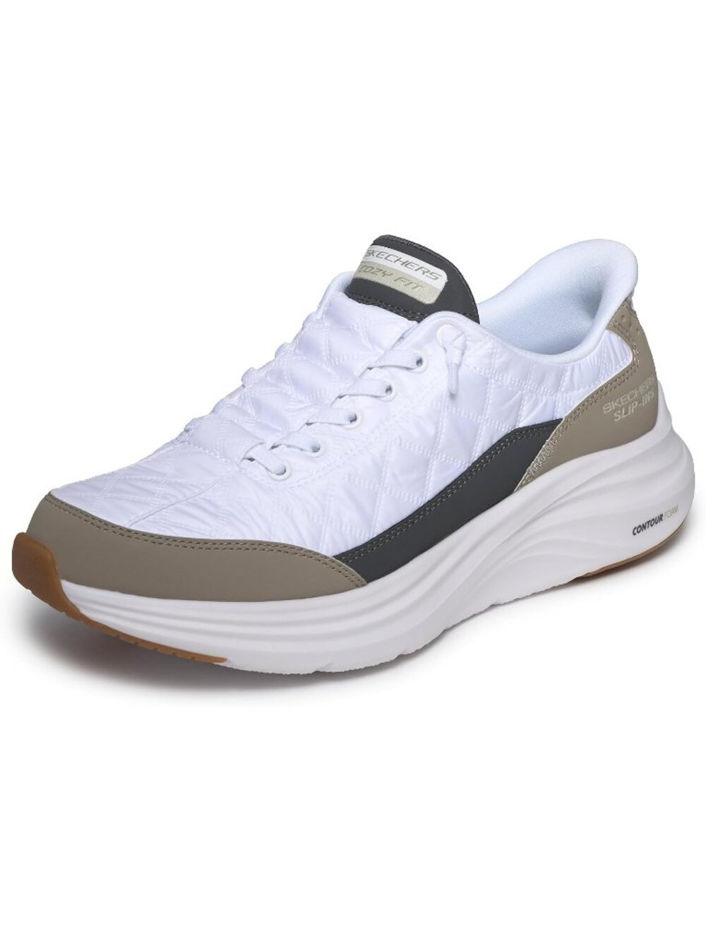Men's White Taupe Geschlossene Kappe Slip In Cozy Mesh Casual Walking Sneaker